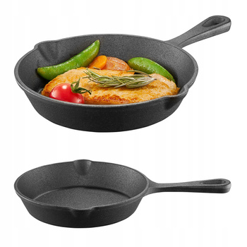 Ambition Iron patelnia 26 cm żeliwna na indukcję gaz do piekarnika uniwersalna z wylewkami