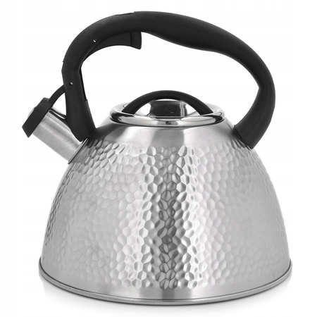 Ambition czajnik Bubble srebrny satynowany z tłoczonym wzorem tradycyjny stalowy nierdzewny z gwizdkiem na indukcję gaz 2,6 l 