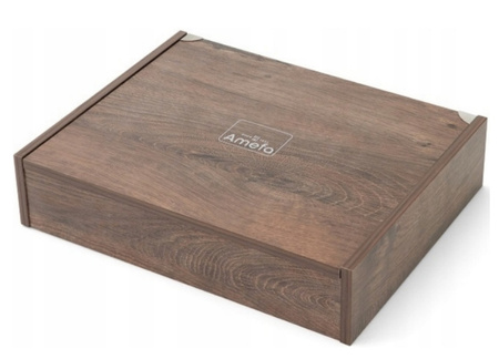 Amefa sztućce Aurora zestaw 77 sztuk sztućce dla 12 osób komplet w kasecie skrzyni drewnianej obiadowe nowoczesne na prezent