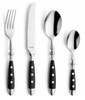 Amefa sztućce Country Vintage zestaw 24 sztuki dla 6 osób czarne retro bez niklu 18/0 w wioejskim stylu