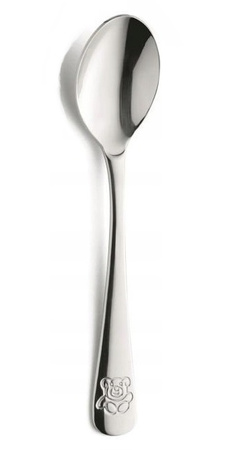 Amefa 1 łyżeczka mała dla dziecka 13,1 cm Miś Teddy Bear sztućce dziecięce nierdzewne 18/10 dla dzieci połysk