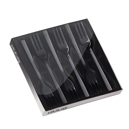 Komplet 6 widelczyków do ciasta Piano black w pudełku 29606