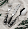 Amefa sztućce Country Vintage zestaw 30 sztuk dla 6 osób obiadowe czarne retro z widelczykami do ciasta  bez niklu 18/0