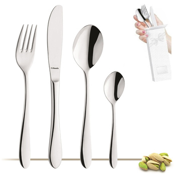 Sztućce Amefa Sonate zestaw 24 sztuki grube klasyczne eleganckie dla 6 osób bez wzoru ze stali 18/10