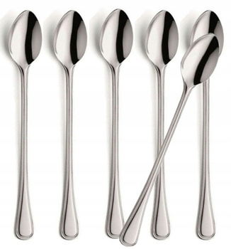 Sztućce Amefa Bologna zestaw 6 DŁUGIE łyżeczki do kawy latte deserów lodów komplet dla 6 OSÓB ze stali nierdzewnej bez niklu 18/0