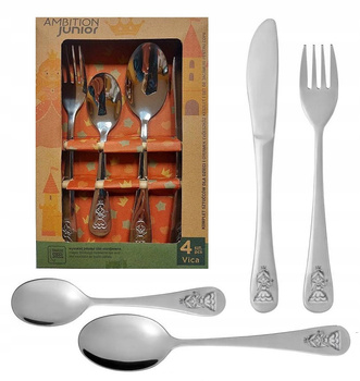 Ambition sztućce dziecięce Junior Vica ze stali nierdzewnej dla dziewczynki dziecka księżniczka królewna