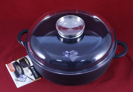 Ambition patelnia głęboka 28 cm Taurus z dwoma uchwytami pokrywą żaroodporną brytfanna z aromatyzerem do piekarnika na indukcję gaz