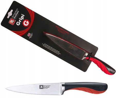 Amefa Richardson Shieffield nóż kuchenny GRIPI siekacz uniwersalny do warzyw wędlin mięsa 15 cm czerwony czarny