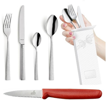 Amefa sztućce Jewel zestaw 24 elementy komplet dla 6 osób nowoczesne eleganckie z wzorem kratka stal 18/10