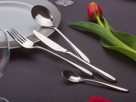Sztućce Amefa Cuba zestaw  24 sztuki komplet dla 6 osób eleganckie nowoczesne modern gładkie bez wzoru 18/10