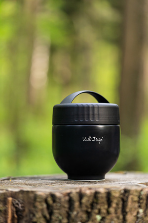 VIALLI DESIGN FUORI termos obiadowy z pojemnikiem i łyżką  na zupę jedzenie mięso czarny 680 ml 