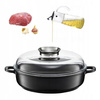 Ambition patelnia głęboka 28 cm Carbon z dwoma uchwytami pokrywą żaroodporną brytfanna do piekarnika z aromatyzerem indukcję gaz