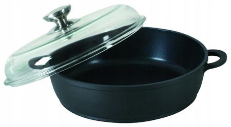 Ambition patelnia głęboka 28 cm Taurus z dwoma uchwytami pokrywą żaroodporną brytfanna z aromatyzerem do piekarnika na indukcję gaz