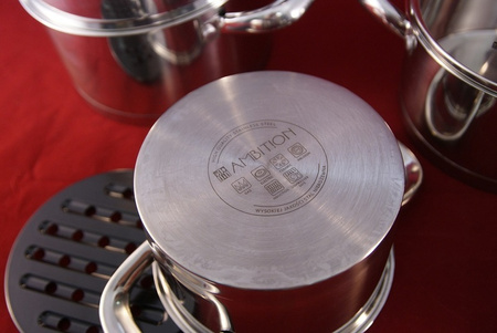 Ambition 13 garnki Urban stalowe nierdzewne tradycyjne na indukcję gaz komplet garnków ze stali nierdzewnej z wkładem na parę