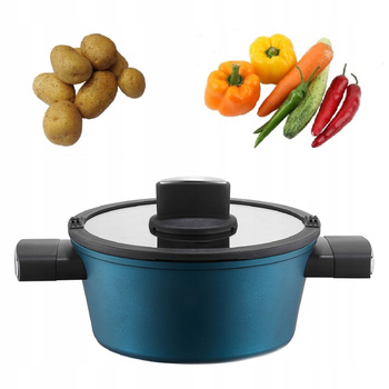 Ambition Azzurro garnek 24 cm z powłoką nieprzywierającą na indukcję gaz z pokrywką 4 l