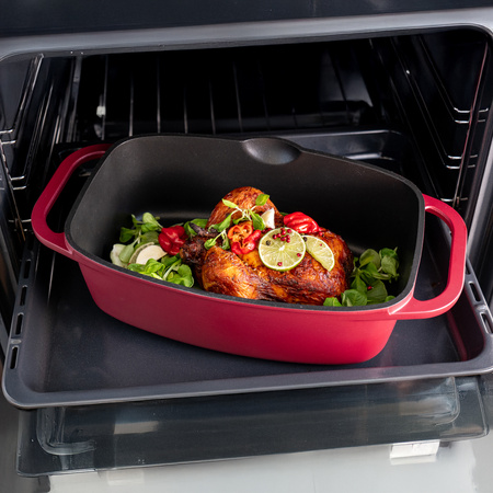 Ambition brytfanna Noel 6 l czerwona z pokrywą z aromatyzerem na gaz indukcję do piekarnika 32 cm