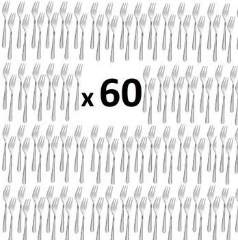 AMEFA sztućce Astoria zestaw 60 widelczyki do ciast tortu deserów komplet dla 60 OSÓB gastronomiczne do restauracji kawiarni z wzorem fali