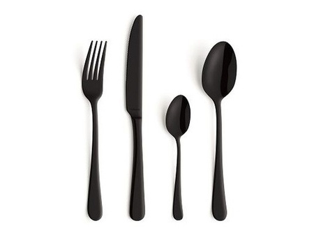 Amefa sztućce Austin Trend Black zestaw 24 obiadowe CZARNE komplet dla 6 OSÓB nowoczesne gładkie bez wzoru nierdzewne bez niklu 18/0