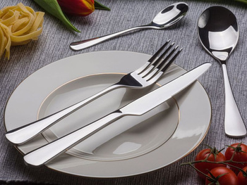 Sztućce Ambition Rave zestaw 24 obiadowe komplet dla 6 osób nierdzewne nowoczesne gładkie bez wzoru do zmywarki