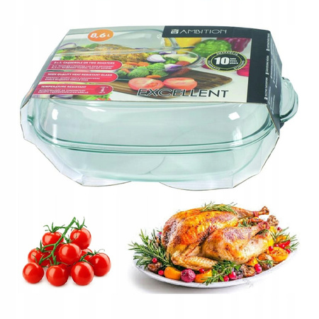 Ambition duże naczynie żaroodporne Excellent prostokątne do zapiekania mięsa zapiekanek do piekarnika wysokie 8,6 l