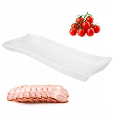 Ambition półmisek porcelanowy Salsa talerz biały kształt fali do serów wędlin przekąsek 26 x 10 cm