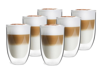 Vialli Design zestaw szklanki termiczne Amo komplet 6 z podwójnymi ściankami do herbaty kawy latte soku wody 350 ml