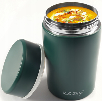 VIALLI DESIGN FUORI pojemnik termos obiadowy próżniowy na zupę jedzenie mięso musli zielony ciemny 0,5 l