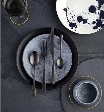 Amefa sztućce Austin Trend Black zestaw 24 obiadowe CZARNE komplet dla 6 OSÓB nowoczesne gładkie bez wzoru nierdzewne bez niklu 18/0