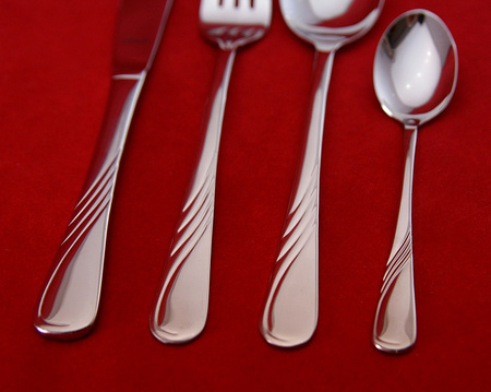 Sztućce Amefa Helma 4 zestaw na 1 OSOBĘ obiadowe klasyczne z wzorem fali nierdzewne 18/10