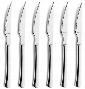 Amefa 6 ostre noże stekowe z ząbkami sztućce Chuletero zestaw do steków pizzy schabowego mięsa ze stali nierdzewnej 22,5 cm