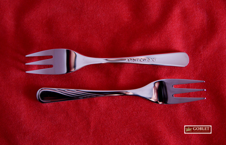 Ambition sztućce Napoli zestaw 6 widelczyki do ciasta tortu nierdzewne komplet dla 6 osób klasyczne z wzorem fala w pudełku