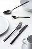 Sztućce Amefa Metropole czarne black zestaw 24 elementy nierdzewne komplet dla 6 osób nowoczesne eleganckie gładkie bez wzoru