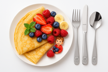 Amefa sztućce dziecięce 3 sztuki dla dziecka 024 Bear Miś zestaw nóż widelec łyżka z misiem bez niklu 