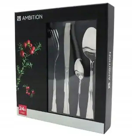 Sztućce Ambition Capri 24 sztuki zestaw dla 6 osób nierdzewne komplet obiadowe klasyczne z wzorem