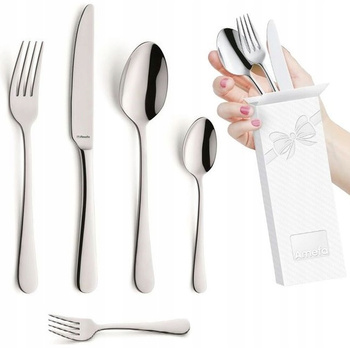 Amefa sztućce Austin zestaw 30 obiadowe komplet dla 6OSÓB z widelczykami do ciasta tortu gładkie bez wzoru klasyczne bez niklu 18/0