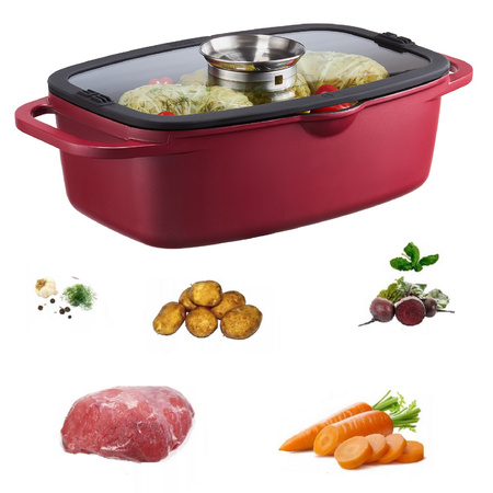 Ambition brytfanna Noel 6 l czerwona z pokrywą z aromatyzerem na gaz indukcję do piekarnika 32 cm