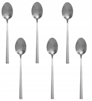 Sztućce Ambition Como zestaw 6 sztuk srebrne łyżeczki do herbaty ciasta deserów dla 6 osób nowoczesne proste bez wzoru do zmywarki
