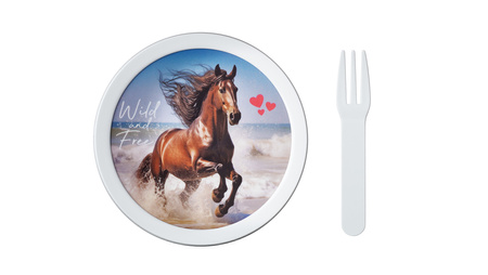 MEPAL Campus zestaw lunchbox śniadaniówka bidon butelka fruitbox pojemnik na owoce przekąski z koniem DZIKI KOŃ dla dzieci bez BPA Wild Horse
