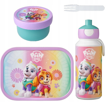 MEPAL 3 zestaw lunchbox śniadaniówka fruitbox dla dziecka dziewczynki na kanapki owoce butelka bidon na wodę soki Paw Patrol Girls Psi Patrol