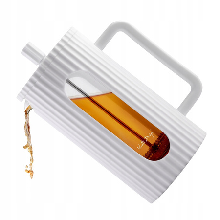 Vialli design zaparzacz Livio biały tłokowy nowoczesny ryflowany dzbanek do kawy herbaty ziół spieniacz z miarką 1l