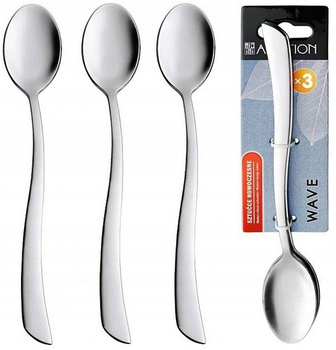 Ambition sztućce Wave zestaw 3 sztuki długie łyżeczki do kawy latte lodów deserów koktajli nierdzewne nowoczesne do zmywarki