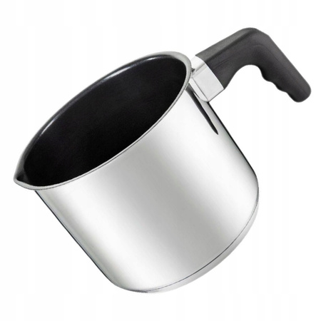 Ambition garnek stalowy do mleka z powłoką nieprzywierającą nierdzewny z miarką do kakao budyniu sosu na indukcję gaz 14 cm 1,8 l
