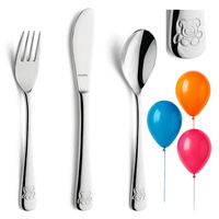 AMEFA 3 sztućce dla dziecka Miś Teddy Bear zestaw sztućce dziecięce nierdzewne 18/10 nóż widelec łyżka dla dzieci 