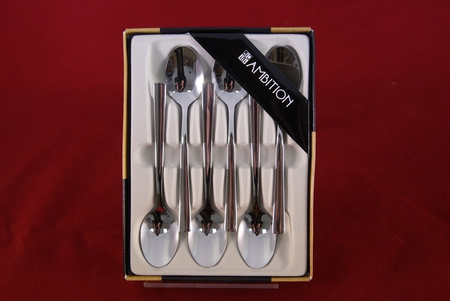 Ambition sztućce Prato zestaw 12 łyżeczki do herbaty ze stali nierdzewnej komplet dla 12 osób proste nowoczesne gładkie bez wzoru 