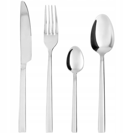 Ambition sztućce Prima zestaw 30 elementów grube nowoczesne komplet dla 6 osób z widelczykami do ciasta proste gładkie bez wzoru