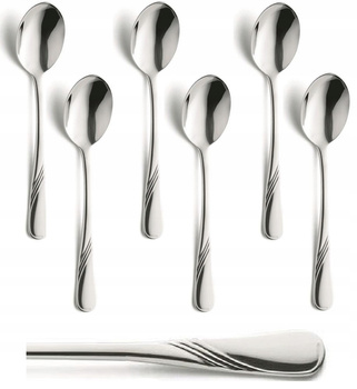 AMEFA HELMA 6 sztuk łyżeczki do KAWY deserów zestaw sztućce nierdzewne z wzorem fala komplet dla 6 osób