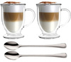VIALLI DESIGN 2 szklanki kubki  TERMICZNE do kawy herbaty AMO 250 ml + 2 łyżeczki długie do latte Amefa Bologna