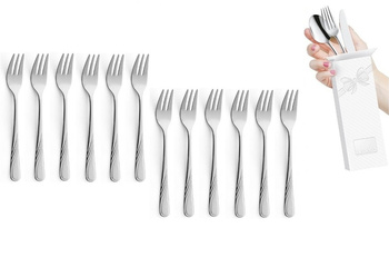 Amefa 12 sztućce zestaw 1244 Helma widelczyki do ciasta komplet na 12 osób