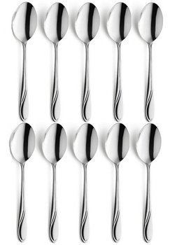 Sztućce AMEFA WHISPER zestaw 10 łyżki stołowe obiadowe do zupy z wzorem fali gastronomiczne restauracyjne 18/0