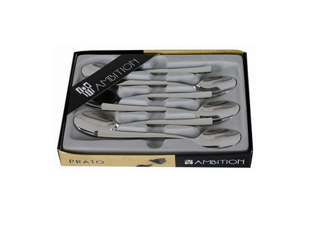 Ambition sztućce Prato zestaw 12 łyżeczki do herbaty ze stali nierdzewnej komplet dla 12 osób proste nowoczesne gładkie bez wzoru 